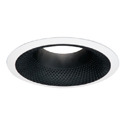 Halo Recessed 6110BB 6" Perftex Perforated Baffle with Self-Flange Ring, Black Perftex Baffle, White Trim