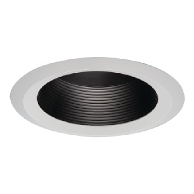 Halo Recessed 6125BB 6" Line Voltage Incandescent Full Cone Baffle, Self Flange, Black Baffle, White Trim