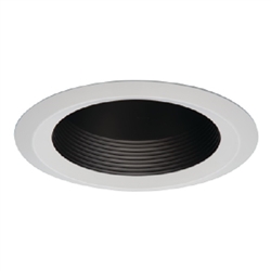 Halo Recessed 6126BB 6" Shallow Full Cone Baffle, Black Baffle, White Trim