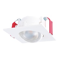 Halo Recessed HLA3S05FL9301EMWR 3" Square LED Directional Downlight with Remote Driver/ Junction Box, 500 Lumens, 40 Degree Flood Distribution, 90 CRI, 3000K, 120V, LE & TE Phase Cut 5% Dimming, Matte White Flange Finish