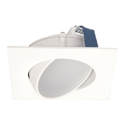 Halo Recessed HLA4S06FL9FS1EMWR 4" Square LED Directional with Remote Driver/ Junction Box, 600 Lumens, 40 Degree Flood Distribution, 90 CRI, Field Selectable 2700K - 5000K, 120V, LE & TE Phase Cut 5% Dimming, Matte White Flange
