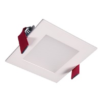 Halo Recessed HLB3S059301EMWR 3" Square LED Lens Downlight with Remote Driver/ Junction Box, 500 Lumens, 90 CRI, 3000K, 120V, LE & TE Phase Cut 5% Dimming, Matte White Flange Finish