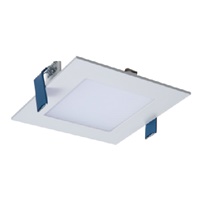 Halo Recessed HLB4S069401EMWR 4" Square LED Lens Downlight with Remote Driver/ Junction Box, 600 Lumens, 90 CRI, 4000K, 120V, LE & TE Phase Cut 5% Dimming, Matte White Flange