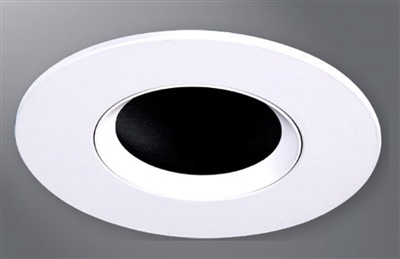 Halo Recessed TL3PIN2GBNBB 2" Aperture Pinhole With Oculus, Lens Self-Flanged Trim, Micro-Prismatic Lens, Brushed Nickel Flange, Black Oculus