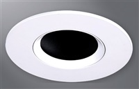 Halo Recessed TL3PIN2GMWBB 2" Aperture Pinhole With Oculus, Lens Self-Flanged Trim, Micro-Prismatic Lens, Matte White Flange, Black Oculus
