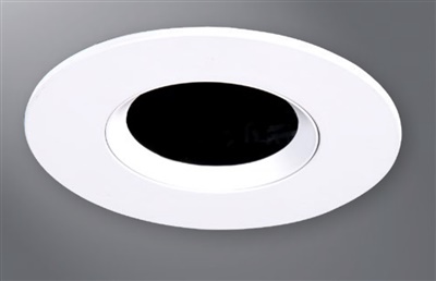 Halo Recessed TL3PINMBBB 2" Aperture Pinhole With Oculus, Open Self-Flanged Trim, Matte Black Flange, Black Oculus