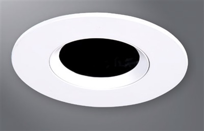 Halo Recessed TL3PINMWWB 2" Aperture Pinhole With Oculus, Open Self-Flanged Trim, Matte White Flange, White Oculus