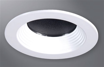 Halo Recessed TL3PR2GMW 3.25" Aperture Conical Polymer Reflector, Lens Self-Flanged Trim, Micro-Prismatic Lens, Matte White Reflector and Flange