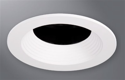 Halo Recessed TL3R2GBBWF 3.25" Aperture Conical Reflector, Open Self-Flanged Trim, Micro-Prismatic Lens, Matte Black Baffle, Matte White Flange