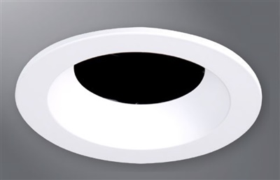 Halo Recessed TL3RHWF 3.25" Aperture Conical Reflector, Open Self-Flanged Trim, Semi-Specular Clear Reflector and Matte White Flange