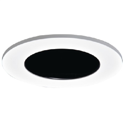 Halo Recessed TL410SBK 4" Specular Black Reflector, Diffuse Dome (Polymer) Lens, White Ring