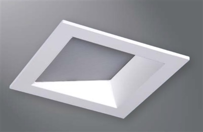 Halo Recessed TLS3LWW6GHWF 3.25" Aperture Square Lens Wall Wash, Self-Flanged Trim, Linear Spread Lens, Semi-Specular Clear Reflector and Matte White Flange