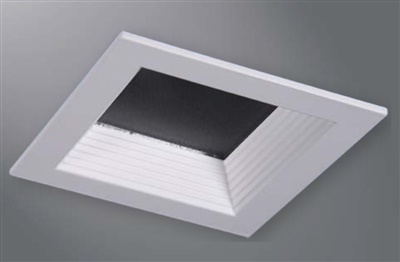 Halo Recessed TLS3R2GBBWF 3.25" Aperture Square Baffle, Lens, Self-Flanged Trim, Micro-Prismatic Lens, Matte Black Baffle, Matte White Flange