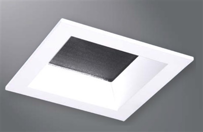 Halo Recessed TLS3R2GMB 3.25" Aperture Square Reflector, Lens, Self-Flanged Trim, Micro-Prismatic Lens, Matte Black Reflector and Flange