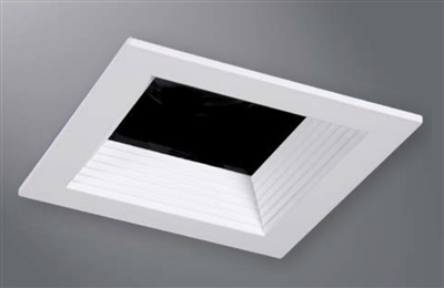 Halo Recessed TLS3RBBWF 3.25" Aperture Square Baffle, Open, Self-Flanged Trim, Matte Black Baffle, Matte Whilte Flange