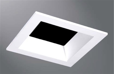 Halo Recessed TLS3RH 3.25" Aperture Square Reflector, Open, Self-Flanged Trim, Semi-Specular Clear Reflector and Flange