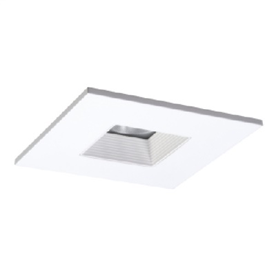 Halo Recessed TLS408WHWB 4" Square Baffle Trim with Solite Glass Lens, White Baffle, White Ring