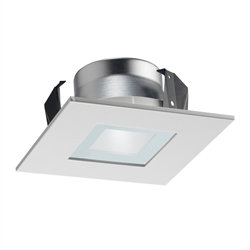 Juno Recessed Lighting 12SQ-W-WH (12SQ WWH) 4" Line Voltage, LED and Fluorescent Square Downlight Lensed Shower Trim, White Trim