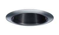 Juno Recessed Lighting 14B-SC (14 BSC) 4" Line Voltage Baffle Downlight Trim, Black Baffle, Satin Chrome Trim