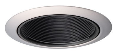 Juno Recessed Lighting 14B-WH (14 BWH) 4" Line Voltage Baffle Downlight Trim, Black Baffle, White Trim