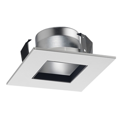 Juno Recessed Lighting 17SQ-HZ-WH (17SQ HZWH) 4" Line Voltage, LED and Fluorescent Square Downlight Trim, Haze Reflector, White Trim