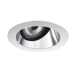 Juno Aculux Recessed Lighting 2001C-SF (2AC CS SF WET) 2" LED Round Adjustable Angle Cut Lensed Cone, Clear Specular Self Flanged Trim