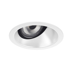 Juno Aculux Recessed Lighting 2001W-FM (2AC W FM WET) 2" LED Round Adjustable Angle Cut Lensed Cone, White Specular Flush Mount Trim