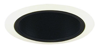 Juno Recessed Lighting 203B-WH (203 BWH) 5" Line Voltage Deep Baffle Trim, Black Baffle, White Trim