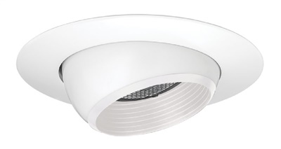Juno Recessed Lighting 208NW-WH (208N WWH) 5" Line Voltage Adjustable Eyeball with Baffle Trim, White Baffle, White Trim