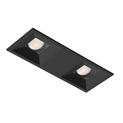 Juno Aculux Recessed Lighting 2301SQ2BHZ-BL-SF 2" 2 Heads LED Regressed Lensed Pinhole Self Flanged Trim, Black Finish