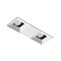 Juno Aculux Recessed Lighting 2308SQ2BHZ-WH-FM 2" 2 Heads LED Regressed Pinhole Flush Mount Trim, White Finish