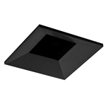 Juno Aculux Recessed Lighting 2308SQBHZ-BL-FM 2" LED Square Adjustable Regressed Beveled Pinhole, Lensed, Black Haze Reflector, Black Flush Mount Trim