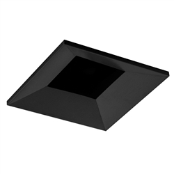 Juno Aculux Recessed Lighting 2308SQBHZ-BL-FM 2" LED Square Adjustable Regressed Beveled Pinhole, Lensed, Black Haze Reflector, Black Flush Mount Trim