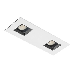 Juno Aculux Recessed Lighting 2331SQ2BHZ-WH-SF 2" 2 Heads LED Adjustable Lensed Pinhole Self Flanged Trim, White Finish