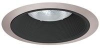 Juno Recessed Lighting 24B-SC (24 BSC) 6" LED, Line Voltage, Tapered Baffle Trim, Black Baffle, Satin Chrome Trim