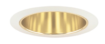 Juno Recessed Lighting 27G-WH (27 GWH) 6" LED, Line Voltage, Tapered Cone Trim, Gold Reflector, White Trim