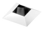 Juno Aculux 3SQABV BS WHSF Recessed Lighting 3-1/4" Line Voltage, Low Voltage, LED Square Downlight Adjustable Regressed Pinhole, Black Alzak Reflector, White Trim