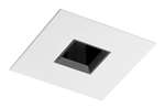 Juno Aculux 3SQAPIN BS WHSF WET Recessed Lighting 3-1/4" Line Voltage, Low Voltage, LED Square Downlight Lensed Pinhole, Black Alzak Reflector, White Trim