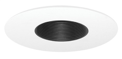 Juno Recessed Lighting 424B-WH (424 BWH) 6" Low Voltage, Line Voltage Pinhole, Adjustable Trim, Black Baffle, White Trim