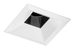 Juno Aculux Recessed Lighting 4301SQ-WH 3-1/4" Line Voltage, Low Voltage, LED Square Downlight Adjustable Regressed Pinhole, Black Alzak Reflector, White Trim