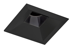 Juno Aculux Recessed Lighting 4307SQ-BL 3-1/4" Line Voltage, Low Voltage, LED Square Downlight Regressed, 1-1/4" Pinhole Black Alzak Reflector, Black Trim