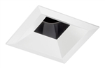 Juno Aculux Recessed Lighting 4308SQ-WH 3-1/4" Line Voltage, Low Voltage, LED Square Downlight Adjustable Regressed Pinhole, Black Alzak Reflector, White Trim