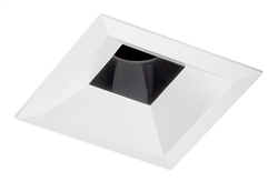 Juno Aculux Recessed Lighting 4308SQ-WH 3-1/4" Line Voltage, Low Voltage, LED Square Downlight Adjustable Regressed Pinhole, Black Alzak Reflector, White Trim