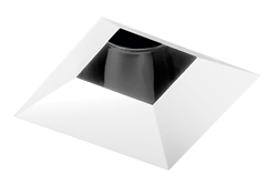 Juno Aculux Recessed Lighting 4308SQ-WH-FM 3-1/4" Line Voltage, Low Voltage, LED Square Downlight Adjustable Regressed Pinhole Flush Mount, Black Alzak Reflector, White Trim