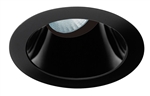 Juno Aculux Recessed Lighting 430NB-SF 3-1/4" Line Voltage, Low Voltage, LED Downlight 20 Degree Angle Cut Lensed, Black Alzak Reflector, Self Flanged Trim