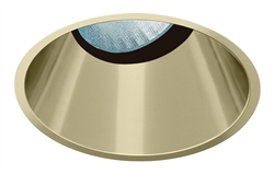 Juno Aculux Recessed Lighting 430NG-FM 3-1/4" Line Voltage, Low Voltage, LED Downlight 20 Degree Angle Cut Lensed, Gold Alzak Reflector, Flush Mount Trim
