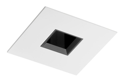 Juno Aculux Recessed Lighting 4337SQ-WH 3-1/4" Line Voltage, Low Voltage, LED Square Downlight, 1-1/4" Pinhole Black Alzak Reflector, White Trim