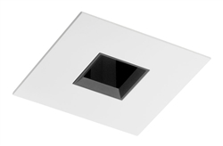 Juno Aculux Recessed Lighting 433SQ-WH 3-1/4" Line Voltage, Low Voltage, LED Square Downlight Adjustable Pinhole, Black Alzak Reflector, White Trim