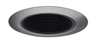 Juno Aculux Recessed Lighting 434NB-SC (3DBAF B SCR) 3-1/4" Low Voltage, LED Deep Downlight Baffle, Black Baffle Satin Chrome Trim