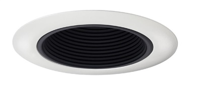 Juno Aculux Recessed Lighting 434NB-WH (3DBAF B WHR) 3-1/4" Low Voltage, LED Deep Downlight Baffle, Black Baffle White Trim